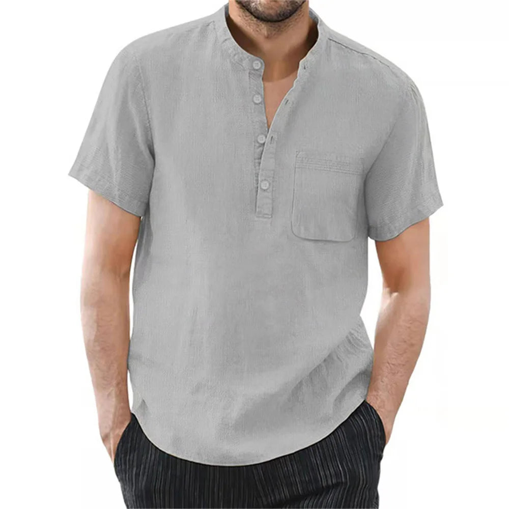 Men's shirt Cotton and Linen Casual Men