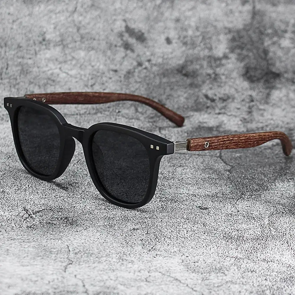 Trendy Retro Wood Grain Sunglasses for  Men