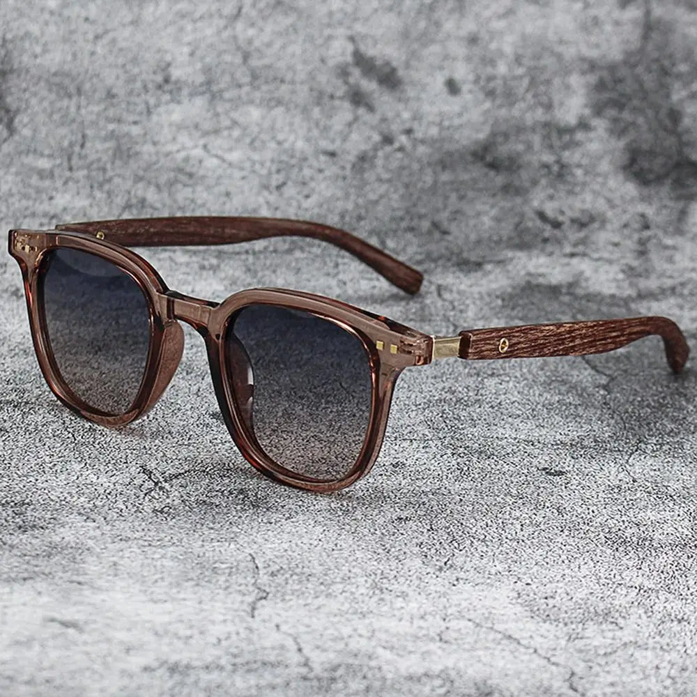 Trendy Retro Wood Grain Sunglasses for  Men