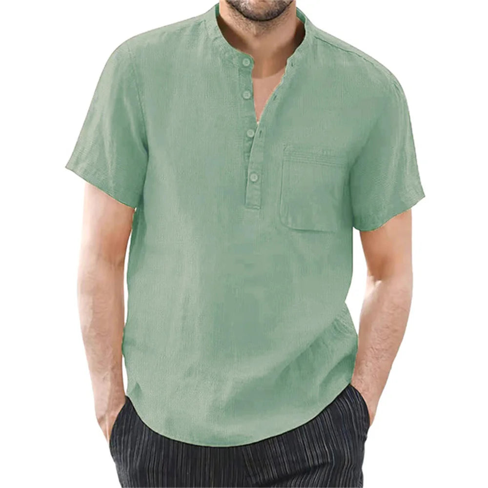 Men's shirt Cotton and Linen Casual Men