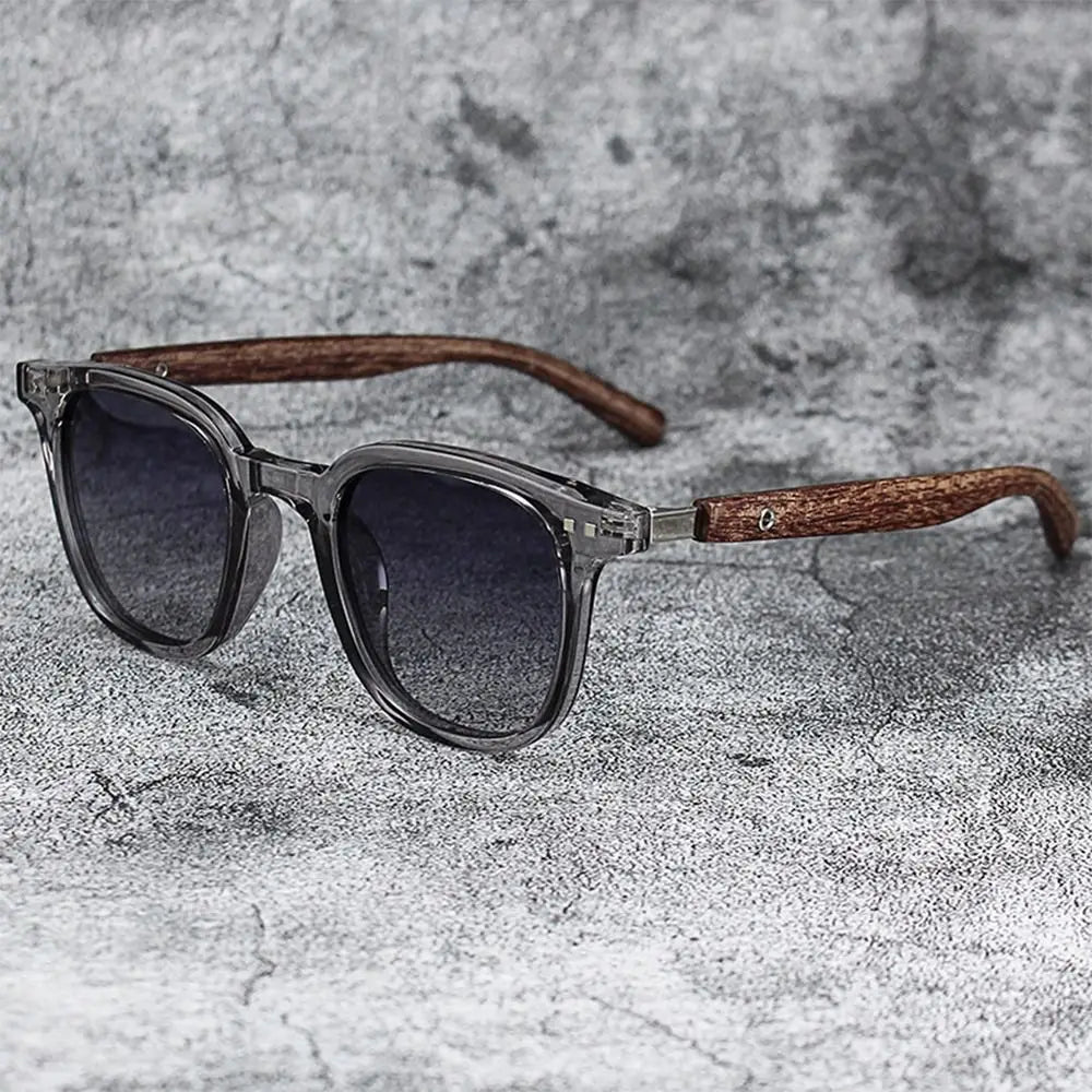 Trendy Retro Wood Grain Sunglasses for  Men