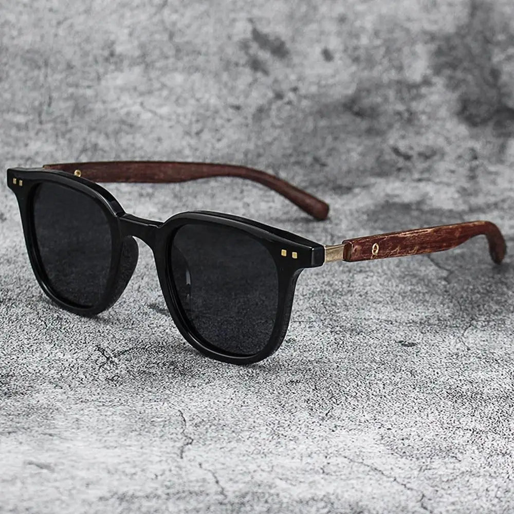 Trendy Retro Wood Grain Sunglasses for  Men